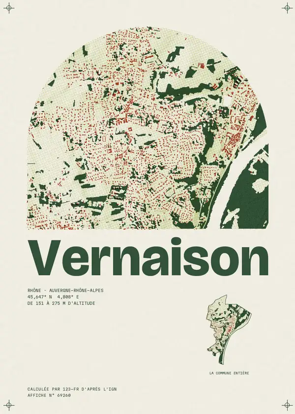 Affiche de Vernaison, calculée par 123-fr d'après l'IGN