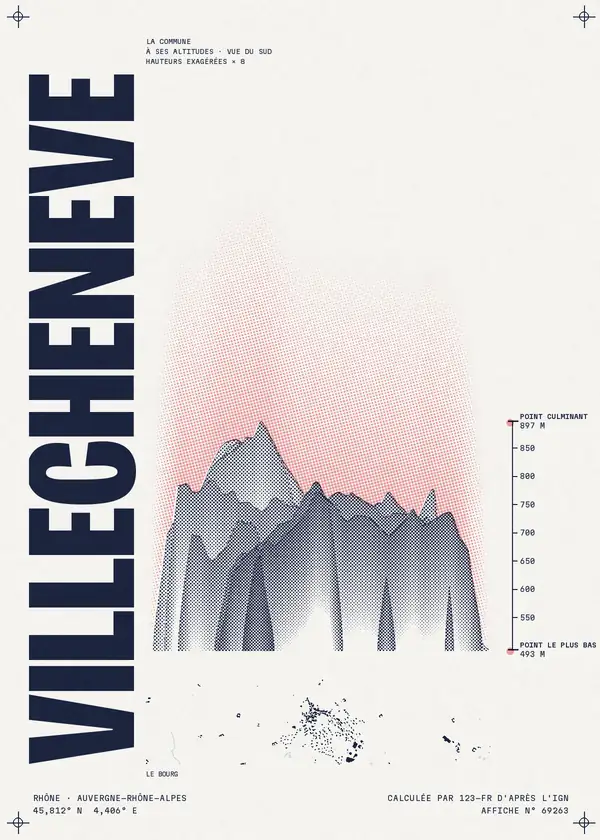 Affiche de Villechenève, calculée par 123-fr d'après l'IGN
