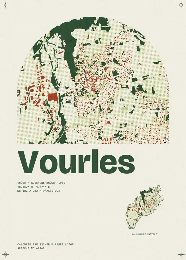 Affiche de Vourles, calculée par 123-fr d'après l'IGN