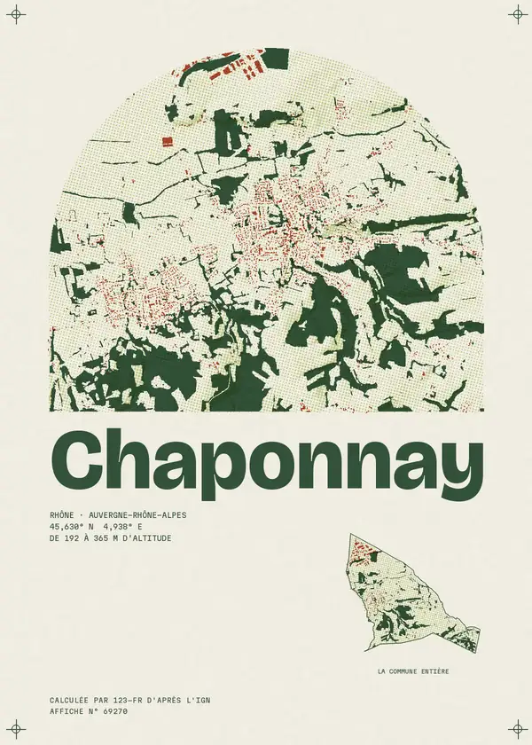 Affiche de Chaponnay, calculée par 123-fr d'après l'IGN