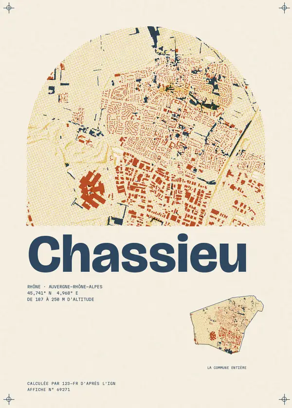 Affiche de Chassieu, calculée par 123-fr d'après l'IGN