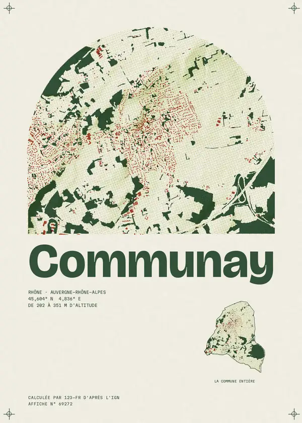 Affiche de Communay, calculée par 123-fr d'après l'IGN