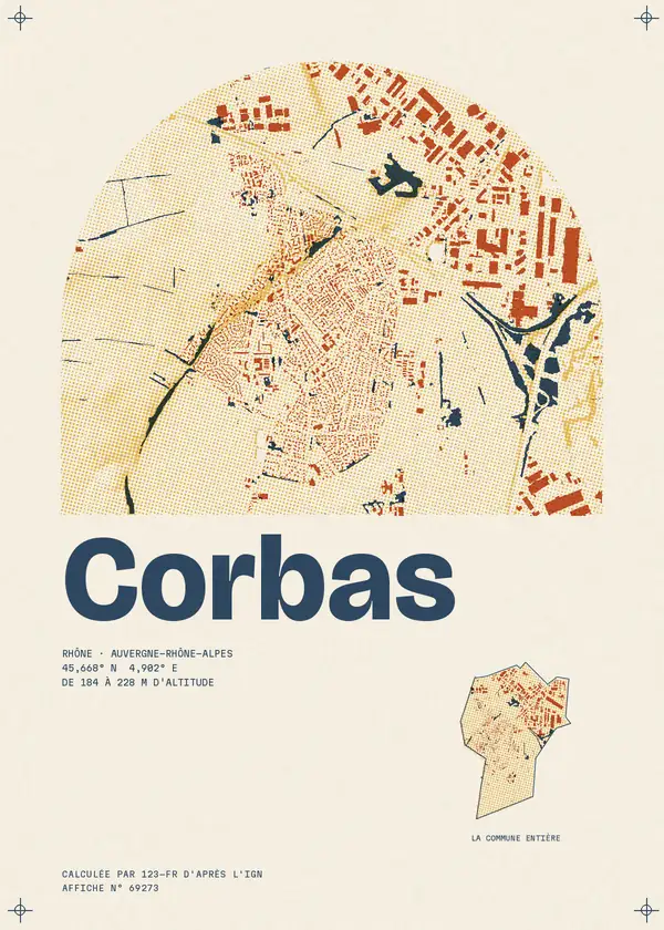Affiche de Corbas, calculée par 123-fr d'après l'IGN
