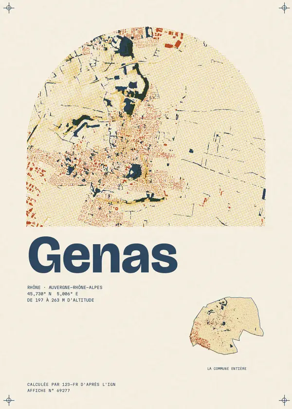 Affiche de Genas, calculée par 123-fr d'après l'IGN
