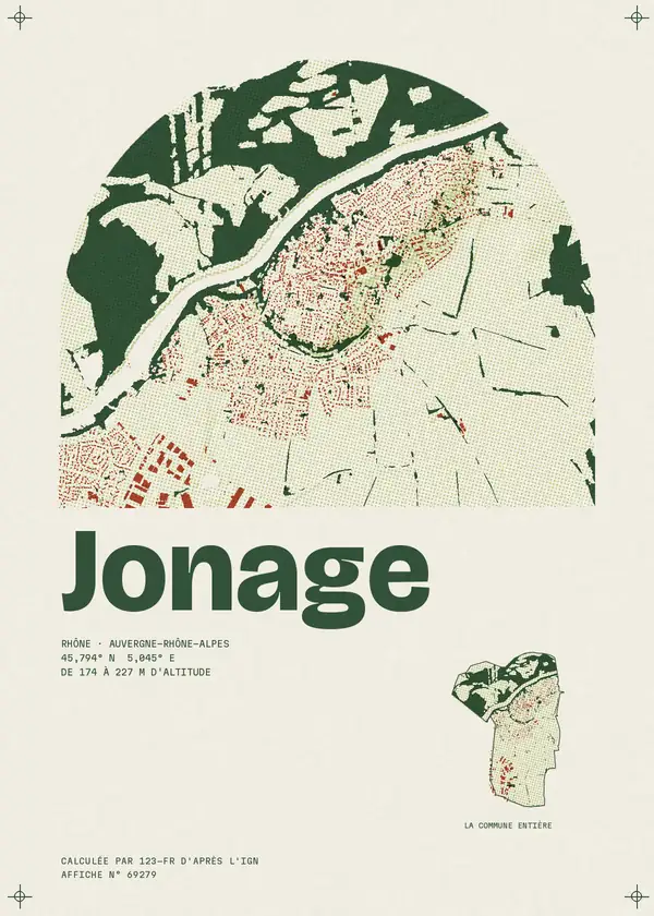 Affiche de Jonage, calculée par 123-fr d'après l'IGN