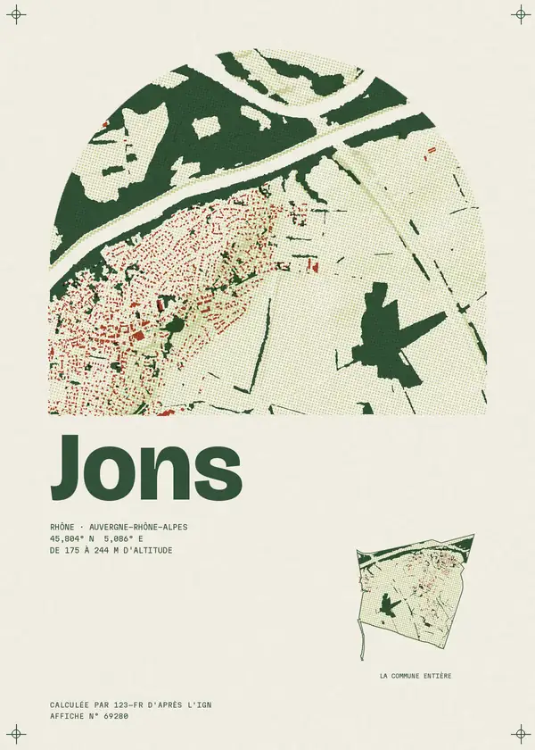Affiche de Jons, calculée par 123-fr d'après l'IGN