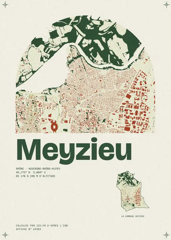 Affiche de Meyzieu, calculée par 123-fr d'après l'IGN