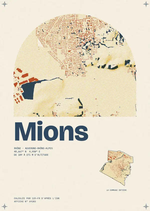 Affiche de Mions, calculée par 123-fr d'après l'IGN