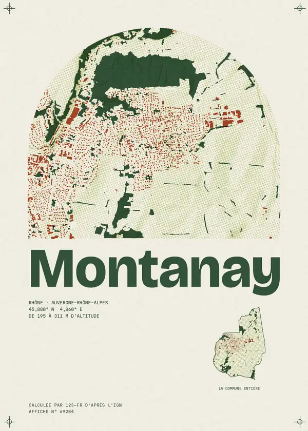 Affiche de Montanay, calculée par 123-fr d'après l'IGN
