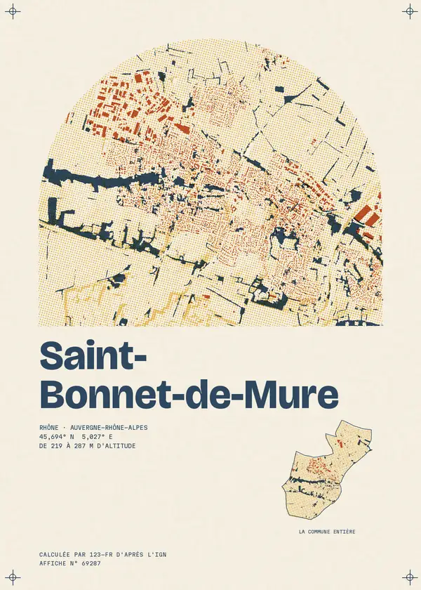 Affiche de Saint-Bonnet-de-Mure, calculée par 123-fr d'après l'IGN