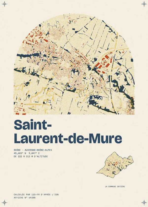Affiche de Saint-Laurent-de-Mure, calculée par 123-fr d'après l'IGN