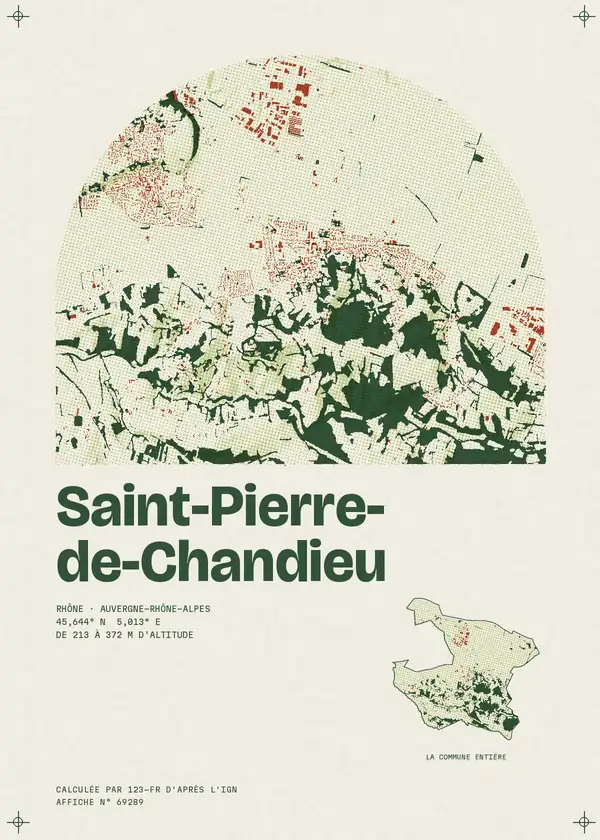 Affiche de Saint-Pierre-de-Chandieu, calculée par 123-fr d'après l'IGN