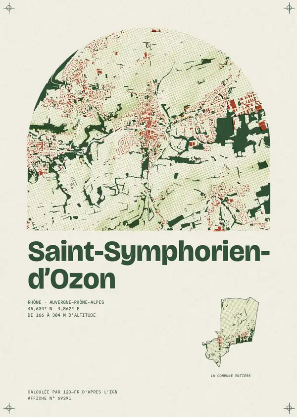 Affiche de Saint-Symphorien-d'Ozon, calculée par 123-fr d'après l'IGN