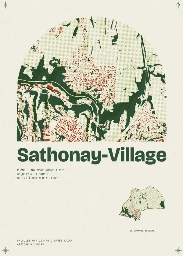 Affiche de Sathonay-Village, calculée par 123-fr d'après l'IGN