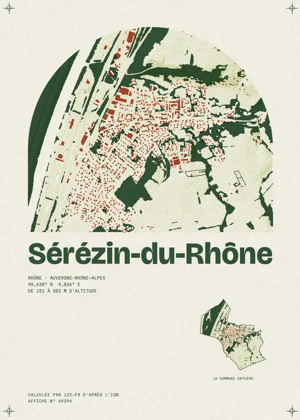 Affiche de Sérézin-du-Rhône, calculée par 123-fr d'après l'IGN