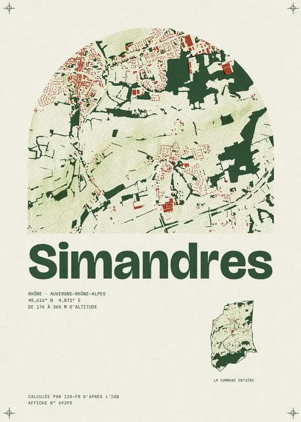Affiche de Simandres, calculée par 123-fr d'après l'IGN