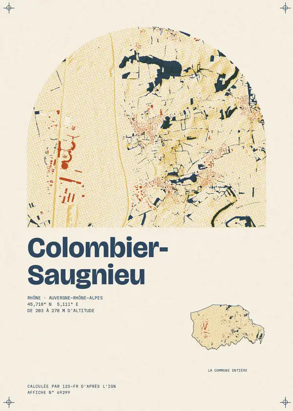Affiche de Colombier-Saugnieu, calculée par 123-fr d'après l'IGN