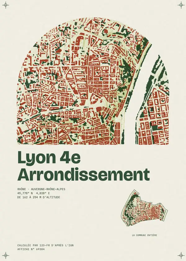 Affiche de Lyon 4e Arrondissement, calculée par 123-fr d'après l'IGN