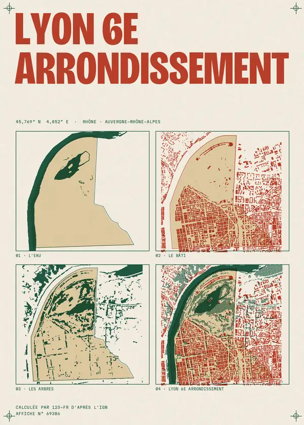 Affiche de Lyon 6e Arrondissement, calculée par 123-fr d'après l'IGN