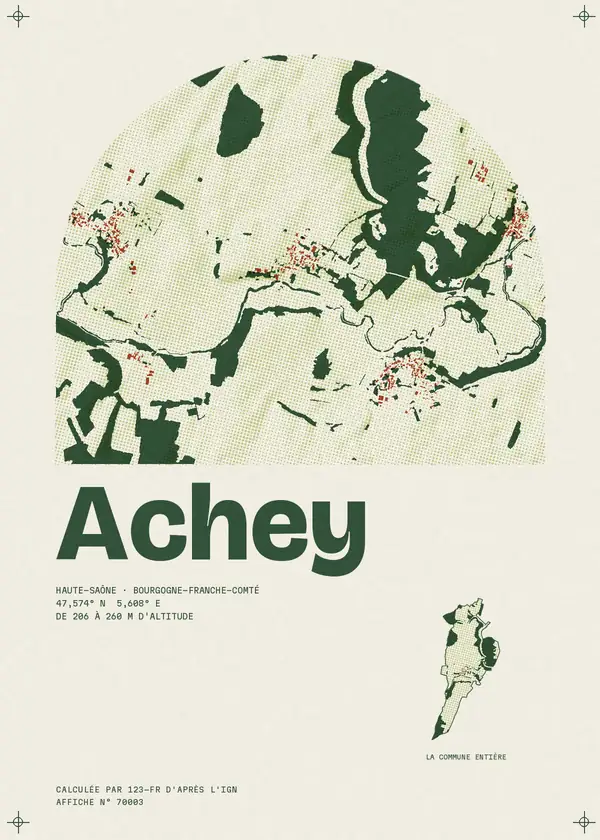 Affiche de Achey, calculée par 123-fr d'après l'IGN