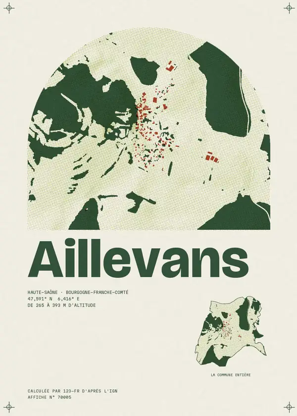 Affiche de Aillevans, calculée par 123-fr d'après l'IGN