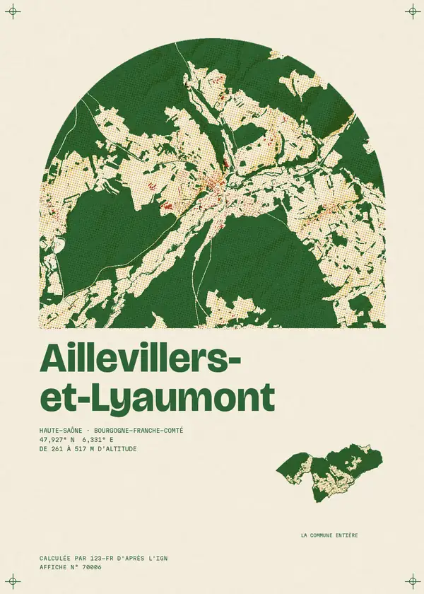 Affiche de Aillevillers-et-Lyaumont, calculée par 123-fr d'après l'IGN