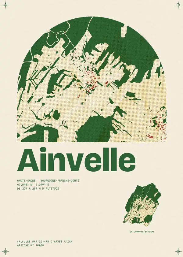 Affiche de Ainvelle, calculée par 123-fr d'après l'IGN