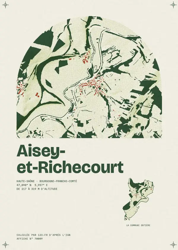 Affiche de Aisey-et-Richecourt, calculée par 123-fr d'après l'IGN