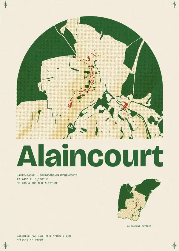 Affiche de Alaincourt, calculée par 123-fr d'après l'IGN