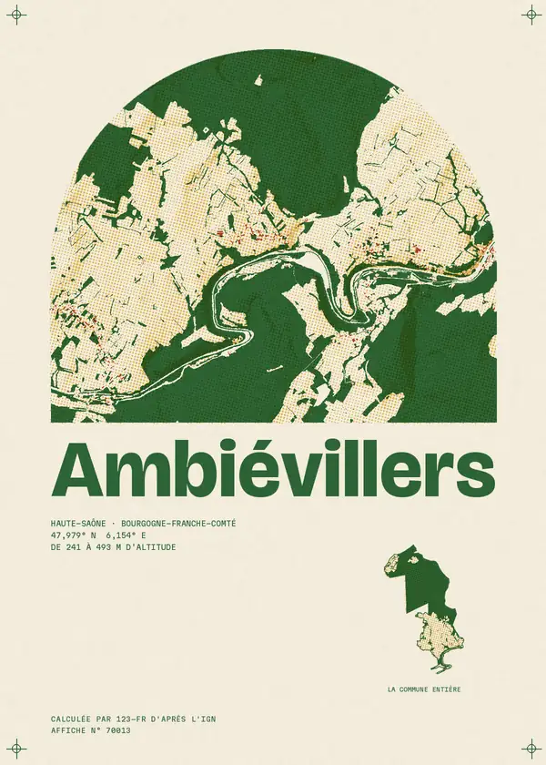 Affiche de Ambiévillers, calculée par 123-fr d'après l'IGN