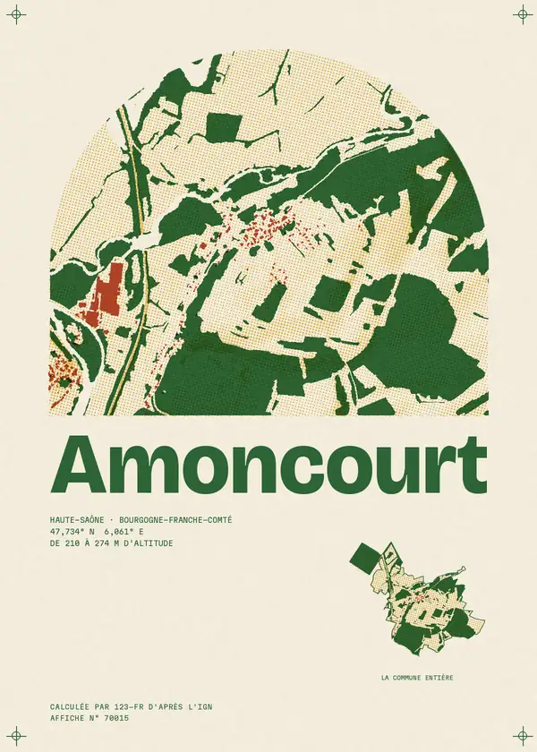 Affiche de Amoncourt, calculée par 123-fr d'après l'IGN