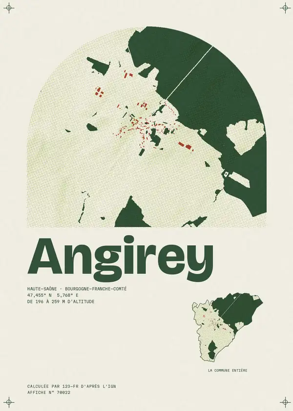 Affiche de Angirey, calculée par 123-fr d'après l'IGN