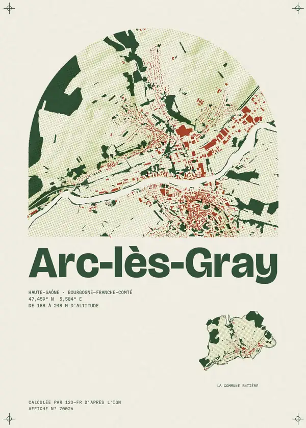 Affiche de Arc-lès-Gray, calculée par 123-fr d'après l'IGN