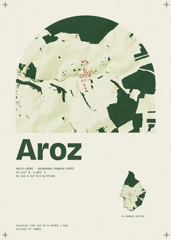 Affiche de Aroz, calculée par 123-fr d'après l'IGN