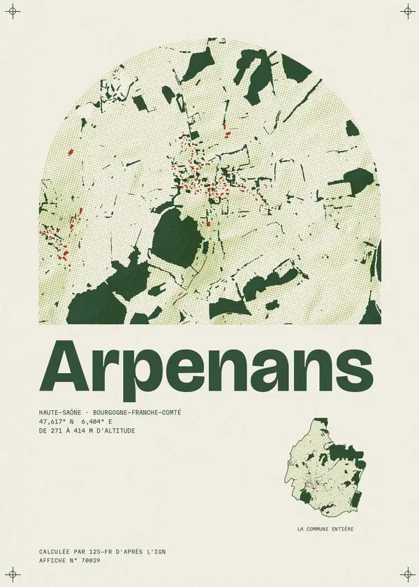 Affiche de Arpenans, calculée par 123-fr d'après l'IGN