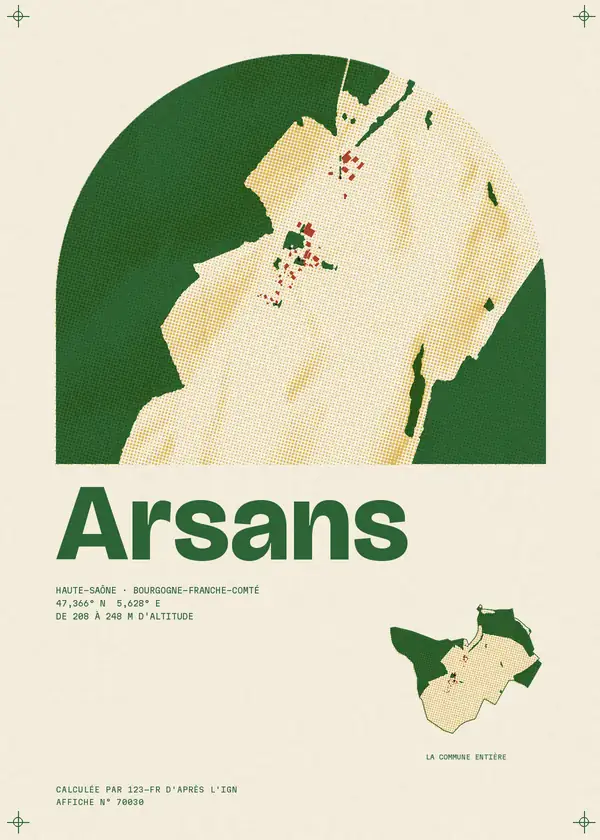 Affiche de Arsans, calculée par 123-fr d'après l'IGN