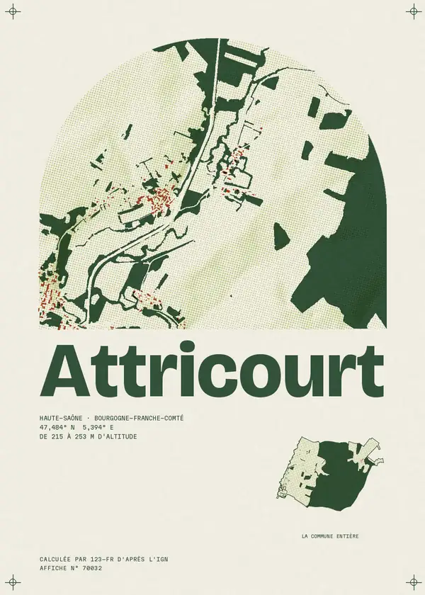 Affiche de Attricourt, calculée par 123-fr d'après l'IGN
