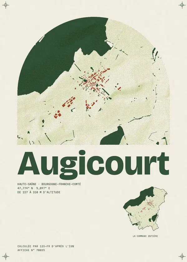 Affiche de Augicourt, calculée par 123-fr d'après l'IGN