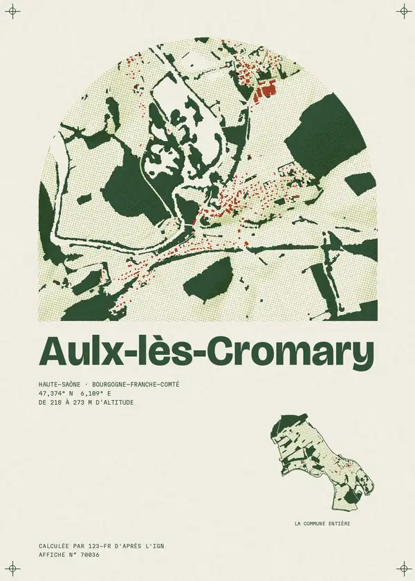 Affiche de Aulx-lès-Cromary, calculée par 123-fr d'après l'IGN