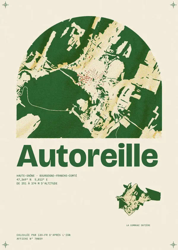 Affiche de Autoreille, calculée par 123-fr d'après l'IGN