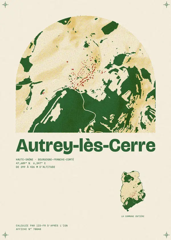 Affiche de Autrey-lès-Cerre, calculée par 123-fr d'après l'IGN