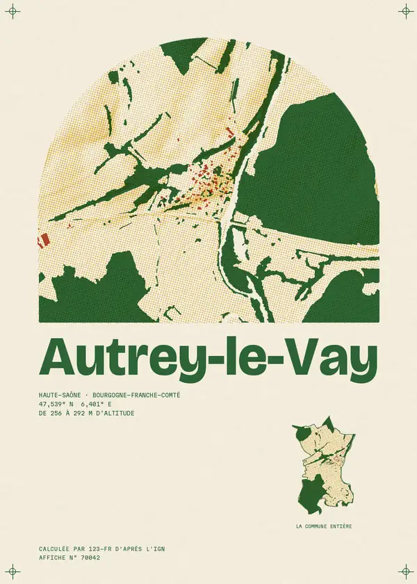 Affiche de Autrey-le-Vay, calculée par 123-fr d'après l'IGN