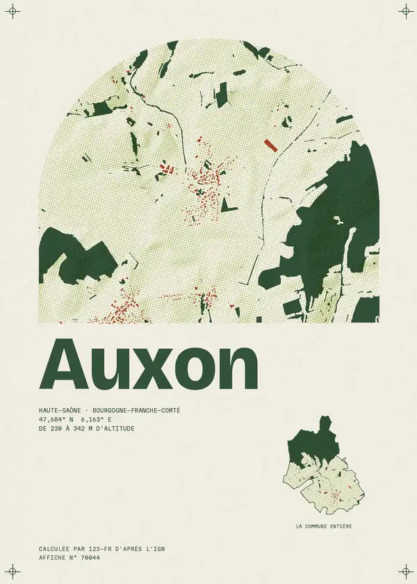 Affiche de Auxon, calculée par 123-fr d'après l'IGN