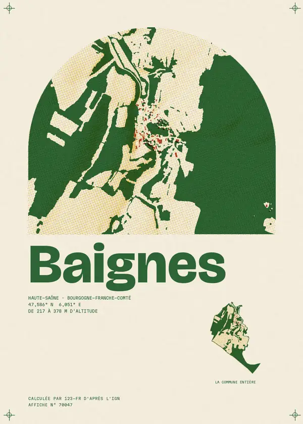 Affiche de Baignes, calculée par 123-fr d'après l'IGN