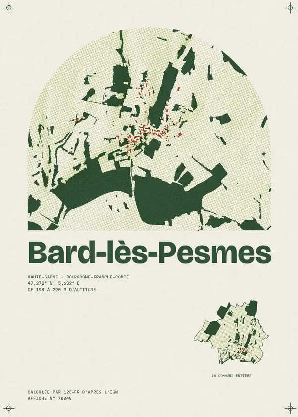 Affiche de Bard-lès-Pesmes, calculée par 123-fr d'après l'IGN
