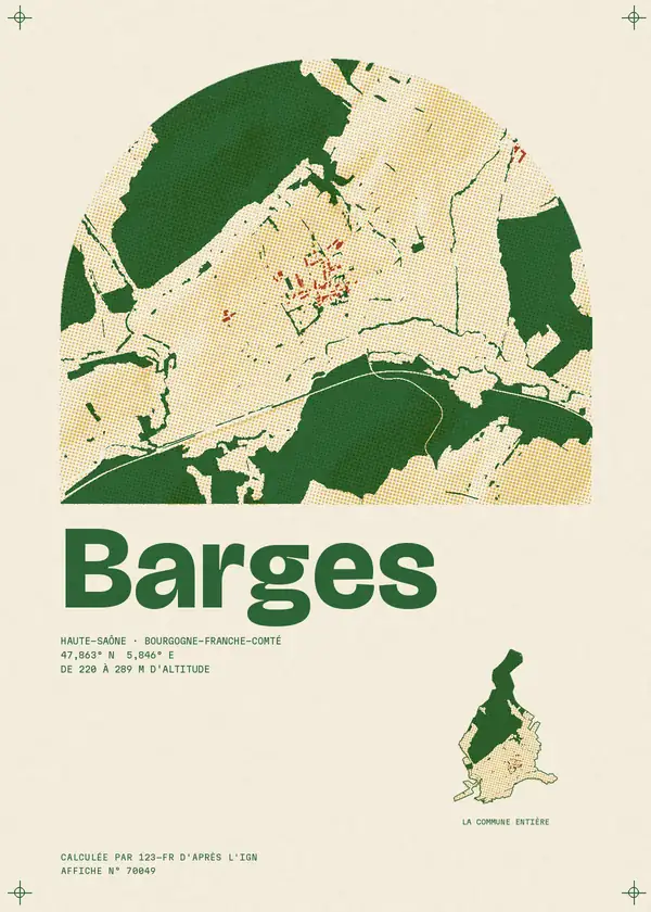 Affiche de Barges, calculée par 123-fr d'après l'IGN