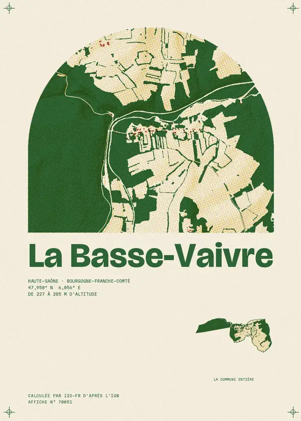 Affiche de La Basse-Vaivre, calculée par 123-fr d'après l'IGN