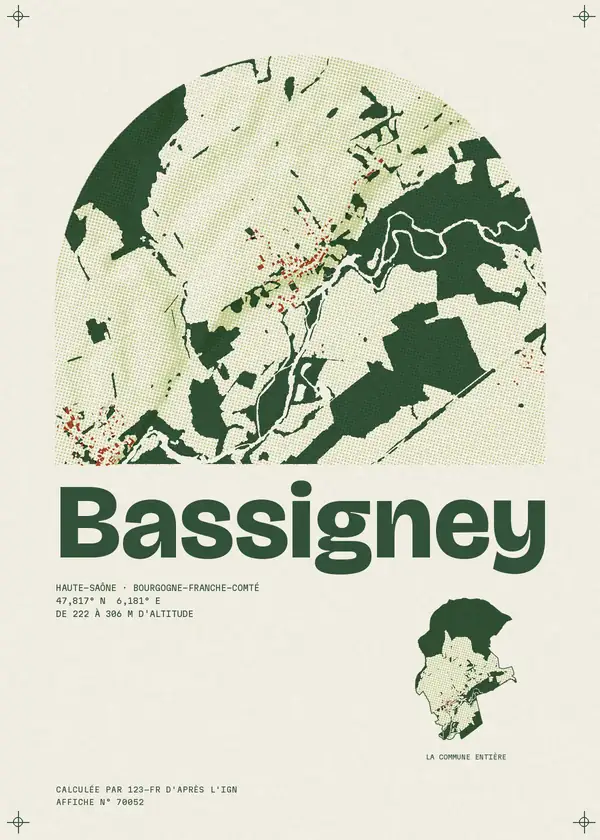 Affiche de Bassigney, calculée par 123-fr d'après l'IGN