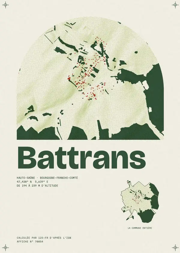 Affiche de Battrans, calculée par 123-fr d'après l'IGN