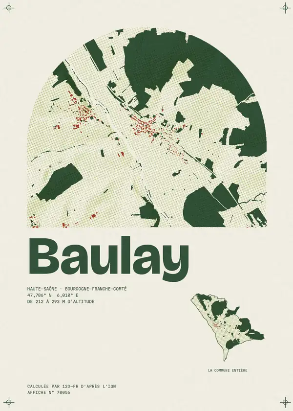 Affiche de Baulay, calculée par 123-fr d'après l'IGN